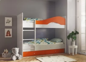 Двухъярусная кровать Мая, белый + оранж
