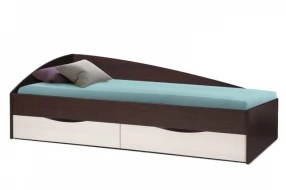 Кровать одинарная Фея - 3 (асимметричная) (190х80) исп. 1 New (венге / вудлайн кремовый / ДВПО белый)