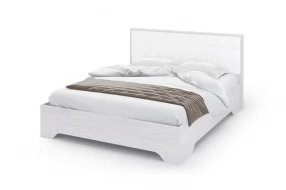 Кровать Сальма МДФ, 160х200, Дуб анкор светлый, Белый глянец